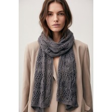 Chellomood -El Yapımı Butik El Örgüsü Şal – Gri (40×140 Cm)