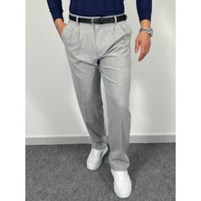 Erkek Havanna Modern Baggy Kalıp Beli Lastikli Kumaş Pantolon -Gri