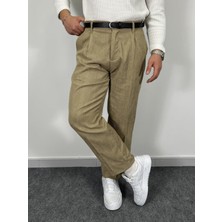 Havanna Erkek Premium Kadife Ince Fitilli Yarı Baggy Kalıp Pantolon - Koyu Camel