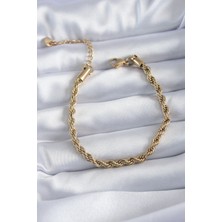 Asel Aksesuarcı 316L Çelik Gold Renk Burgu Model Kadın Bileklik