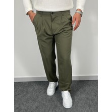 Erkek Havanna Modern Baggy Kalıp Beli Lastikli Kumaş Pantolon -Yeşil