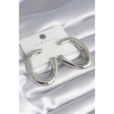 Asel Aksesuarcı Pirinç Gümüş Renk Halka Model Kadın Küpe