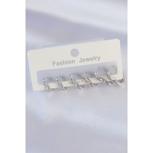 Asel Aksesuarcı Pirinç Gümüş Renk Kalp Model Küpe Seti