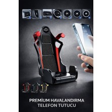 Carlone Recaro Koltuk Tipi Lüks Araç Içi Telefon Tutacağı Carbon Spor Kırmızı Telefon Tutucu