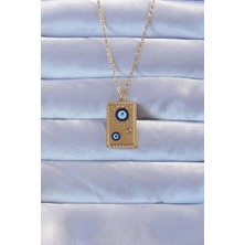 Asel Aksesuarcı 316L Altın Renk Işlemeli Nazarlı Vintage Kolye