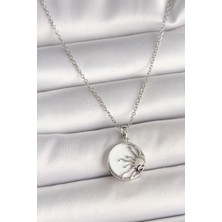 Asel Aksesuarcı 316L Çelik Gümüş Renk Zincir Beyaz Mineli Gün Batımı Model Kadın Kolye