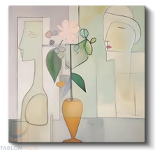 Tablonhazır Kare Kanvas Tablo Salon Tablosu Ev Dekorasyon Özel Tasarım Soyut Siluet Vazo