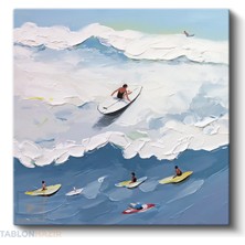 Tablonhazır Kare Kanvas Tablo Salon Tablosu Ev Dekorasyon Özel Tasarım Dalga Surf