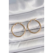 Asel Aksesuarcı 316 Çelik Gold Renk 27 mm Halka Model Kadın Küpe