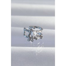 Asel Aksesuarcı Pirinç Gümüş Renk Incili Ahtapot Earcuff Küpe