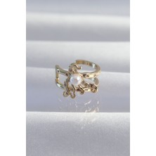 Asel Aksesuarcı Pirinç Gold Renk Incili Ahtapot Earcuff Küpe