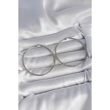 Asel Aksesuarcı 316 Çelik Gümüş Renk 53 mm Halka Model Kadın Küpe