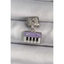 Asel Aksesuarcı 316L Çelik Gümüş Renk Sallantı Mor Piyano Figür Nomination Charm