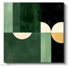 Tablonhazır Kare Kanvas Tablo Salon Tablosu Ev Dekorasyon Özel Tasarım Soyut Yesil Simgeler