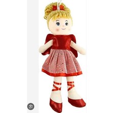 Vardem 37 cm Simli Kırmızı Elbiseli Şık Bez Bebek - Yumuşak ve Eğitici