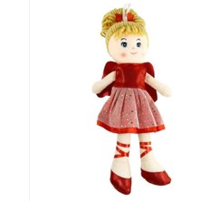 Vardem 37 cm Simli Kırmızı Elbiseli Şık Bez Bebek - Yumuşak ve Eğitici