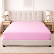 Lila Moon Pembe Renkli Pamuklu Penye Kumaştan Tek/çift Kişilik Lastikli Fitted Çarşaf