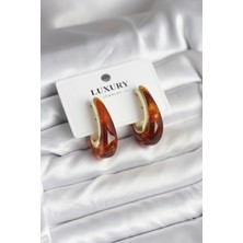 Asel Aksesuarcı Pirinç Gold Renk Kahverengi Vintage Kadın Küpe