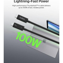 Thunderbolt 4 Kablo (2m 6.6ft), 100W Güç Dağıtımı Pd Etkinleştirilmiş USB Tip C Bağlantısı, USB 4 Uyumlu ve Daha Fazlasıyla Uyumlu, Siyah