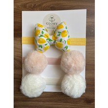 Glory Baby Kız Bebek Fiyonklu & Ponponlu Bandana - Saç Bandı 3'lü Set