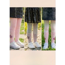 Pink Bunny %80 Pamuklu Kız Çocuk 2'li Paket Sevimli Figürlü ve Çizgili Pamuklu Külotlu Çorap Seti