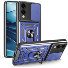 Teknomoda Samsung Galaxy S25 Edge Kılıf Yüzüklü Standlı Sürgülü Kamera Korumalı Tank Sert Silikon Kapak