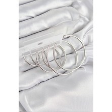 Asel Aksesuarcı Pirinç Halka Model Gümüş Renk Kadın Set Küpe