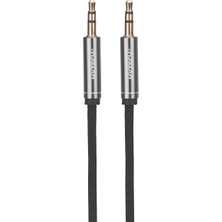 OEM Hytech HY-X72 1m Gri Metal Konektörlü 3.5mm Stereo Siyah Ses Kablosu