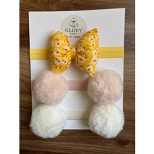 Glory Baby Kız Bebek Fiyonklu & Ponponlu Bandana - Saç Bandı 3'lü Set