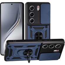 Teknomoda Tecno Camon 40 4g Kılıf Yüzüklü Standlı Sürgülü Kamera Korumalı Tank Sert Silikon Kapak