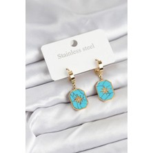 Asel Aksesuarcı 316L Çelik Gold Renk Kutup Yıldızı Model Kadın Küpe