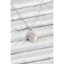 Asel Aksesuarcı 316L Çelik Gümüş Renk Pembe Lotus Model Kadın Küpe