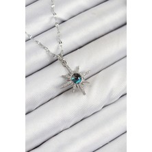 Asel Aksesuarcı 316L Çelik Zirkon Taşlı Kutup Yıldızı Model Gümüş Renk Kadın Kolye