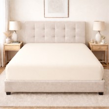 Lila Moon Krem Renkli Pamuklu Penye Kumaştan Tek/çift Kişilik Fitted Çarşaf