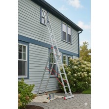 CMS Cömert Merdiven Alüminyum 3 Parçalı Sürgülü A Tipi Merdiven 3×10 Basamak | Endüstriyel Tip | 9 Metre