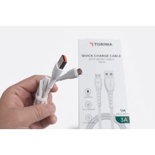 Azem Tcb-02 Micro USB Hızlı Şarj Kablosu 3A – 1 Metre | Data Transfer Destekli