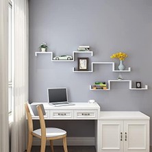 Duvar Rafları, 3'lü Set, U Şeklinde Yüzer Raflar, Çok Parlak Yüzey, Yaratıcı Fikirler, Mdf'den Yapılmış Depolama Rafı, Beyaz LWS40WT