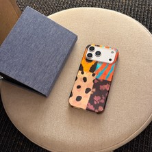 Lama Case Apple iPhone 14 / 13 Kılıf Turuncu Mavi Çizgili Desenli Kapak