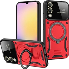 Verto Newface Samsung Galaxy S25 Edge Kılıf Joy Lens Standlı Kapak - Kırmızı