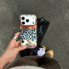 Lama Case Apple iPhone 15 Kılıf Leopar Yıldız Karışık Desenli Kapak