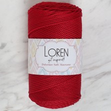TeknoKapsül Loren Polyester Soft Macrame Koyu Kırmızı El Örgü Ipi - LM020 - 34433