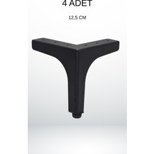 Decovibe Lüks Mobilya Ayağı Metal Siyah Renk Koltuk Kanepe Berjer Dolap Ünite Ayağı 12.,5 cm 4 Adet
