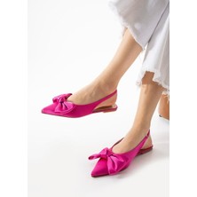 Fresco Scarfs Cenya Fuşya Saten Babet Ayakkabı