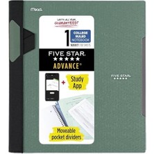 Star Advance 820012C-ECM Spiral Defter ve Çalışma Uygulaması, 1 Konu, Üniversite Çizgili, 21,5 cm x 28 Cm, 100 Sayfa, Spiral Koruyucu ve Hareketli Ayırıcılarla, Yeşil