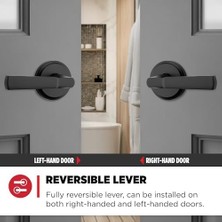 Perth Iç Mekan Gizlilik Kapı Kolu Kilitli Kapı Kolu, Banyo ve Yatak Odası Için Kapı Kolu, Mat Siyah, Ters Çevrilebilir Anahtarsız Düğme Kilit Kapı Kolu, Mikroban Korumalı