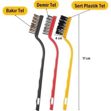 3 Lü Çok Amaçlı Detaylı Temizlik Bakır, Demir ve Sert Plastik Tel Fırça