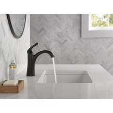 Arvo Mat Siyah Banyo Bataryası, Tek Delikli Banyo Bataryası Siyah, Tek Kolu Banyo Bataryası, Banyo Lavabo Bataryası, Tahliye Montajı Dahil, Mat Siyah 15840LF-BL