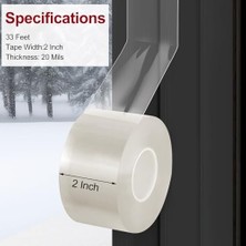 Litaibai Şeffaf Pencere Hava Sızdırmazlık Bandı - 5 cm x 33 Ayak, Taslakları Engelleyen Hava Geçirmez Yalıtım Bandı, Kalıntı Yok Çıkarılabilir Yapıştırıcı
