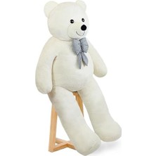 160 cm Dev Pelüş Ayı, Papyonlu ve Sarılmalık, Yumuşak ve Sevimli Büyük Boy, Sevgiliye Hediye (Krem)