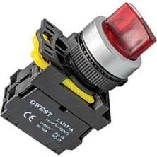 Gwest A5-02XSD-24 22MM 1-0-2 Kırmızı LED Işıklı Mandal Buton 24V 2nc